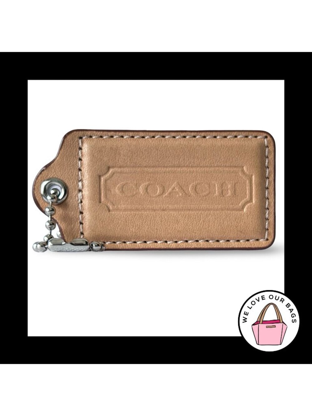 XL Huge COACH HANGTAG 3" Vachetta Natural Saddle Leather Bag Charm Keychain Fob
